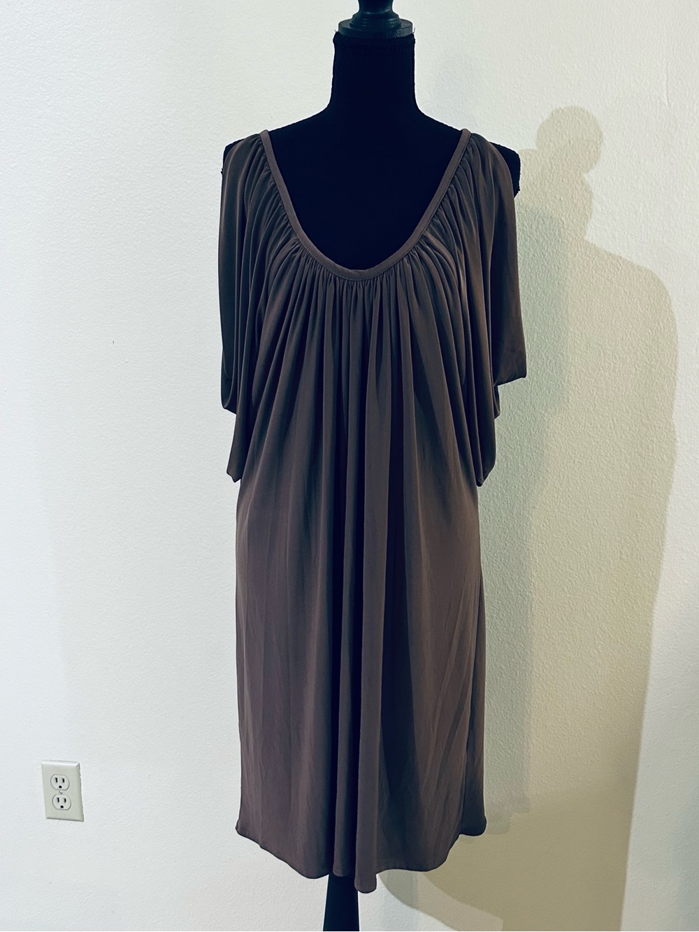 Boston Proper Mocha Brown Cold-Shoulder Dress